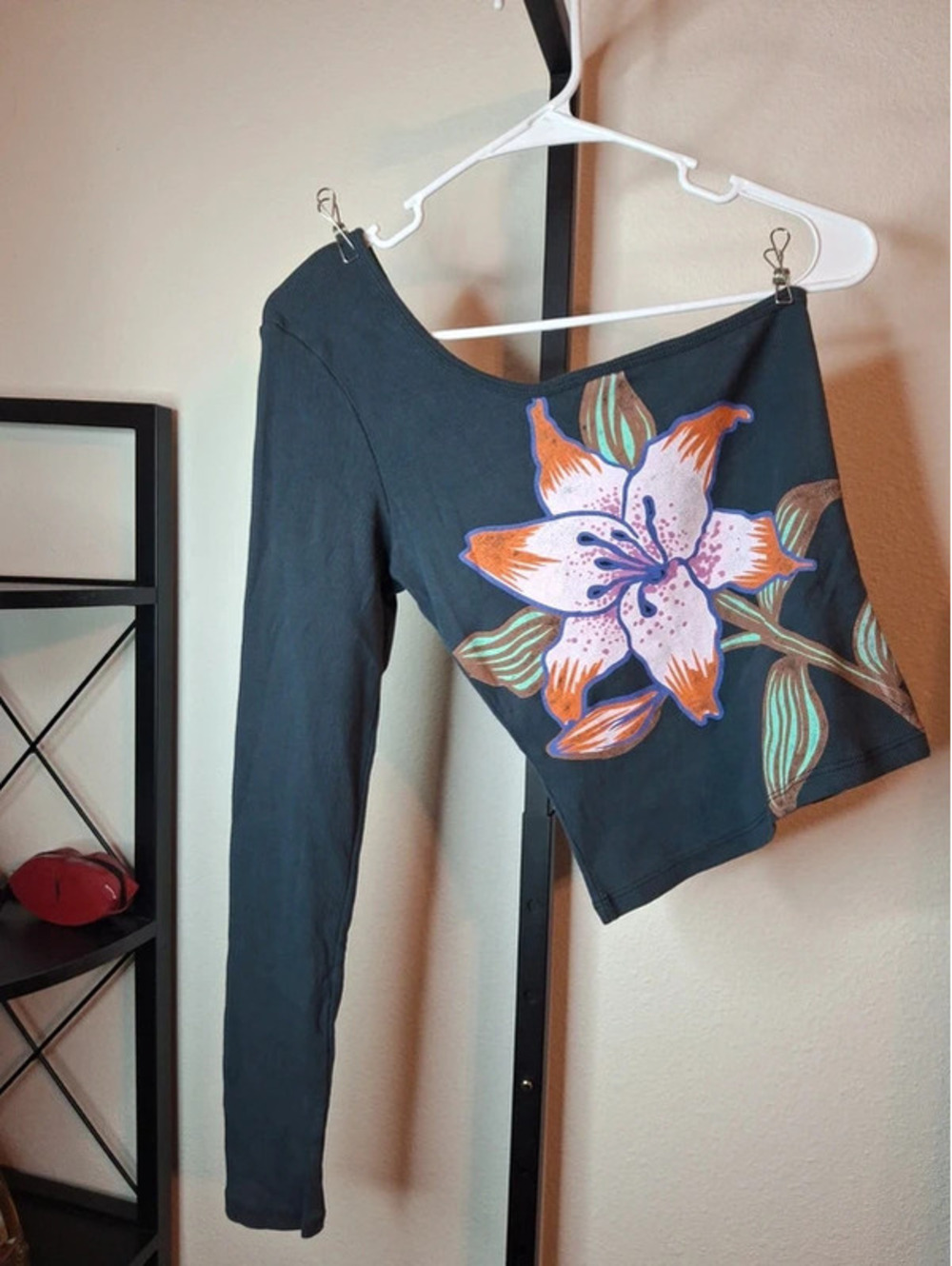 Daydreamer x Free People Vintage Black Lily One Shoulder Long Sleeve size L